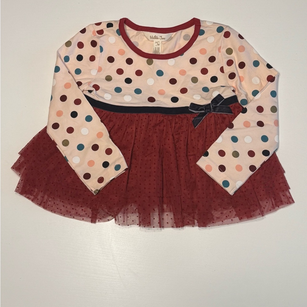 Matilda Jane Ronnie Top, Burgundy Polka Dot Blouse, NWT